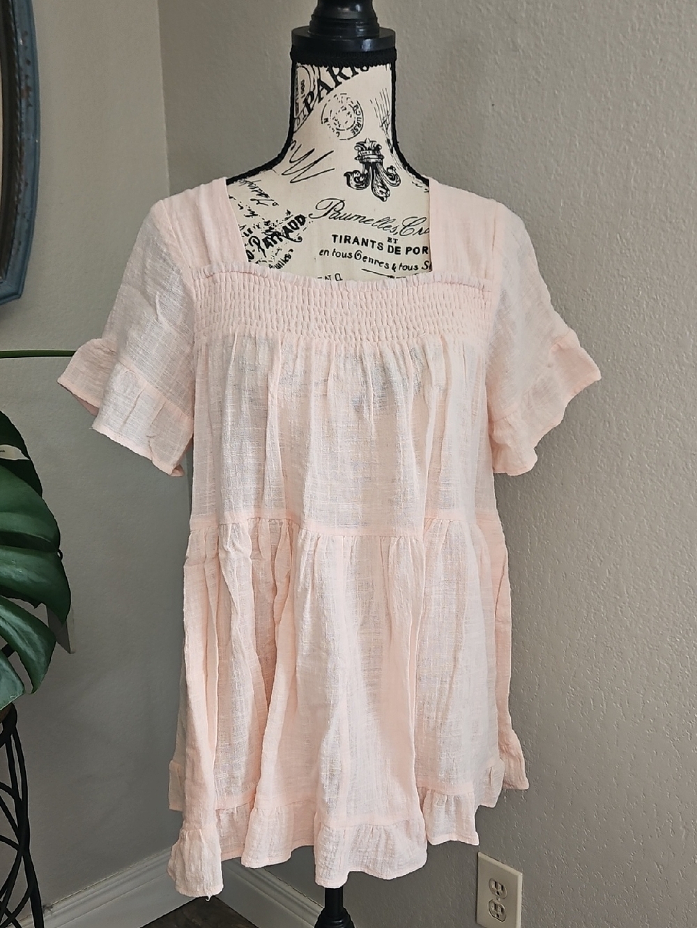 Light Pink Gauze Babydoll Tunic Top Size Small New With Tags